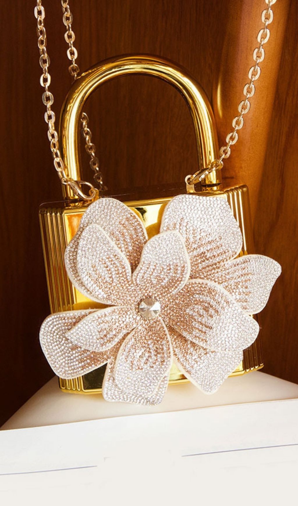Khori Gold Flower Diamante Bag Flowering Girl