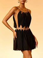 Sevionx Gold Ring Draped Mini Dress Flowering Girl