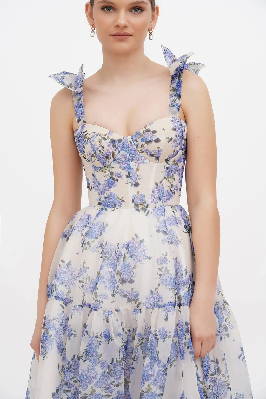 Floral Sweetheart Neck Frill Maxi Dress Flowering Girl