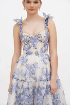 Floral Sweetheart Neck Frill Maxi Dress Flowering Girl