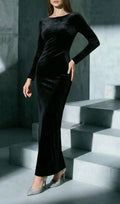Kayslee Black Long Sleeve Diamante Backless Maxi Dress Flowering Girl