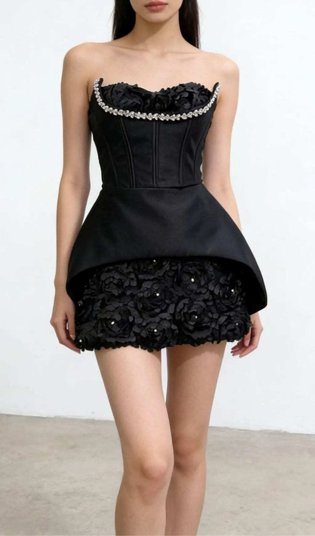 Kesley Strapless Corset Flower Mini Dress Flowering Girl