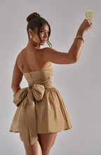 Katrina Mini Dress - Gold Sparkle Flowering Girl