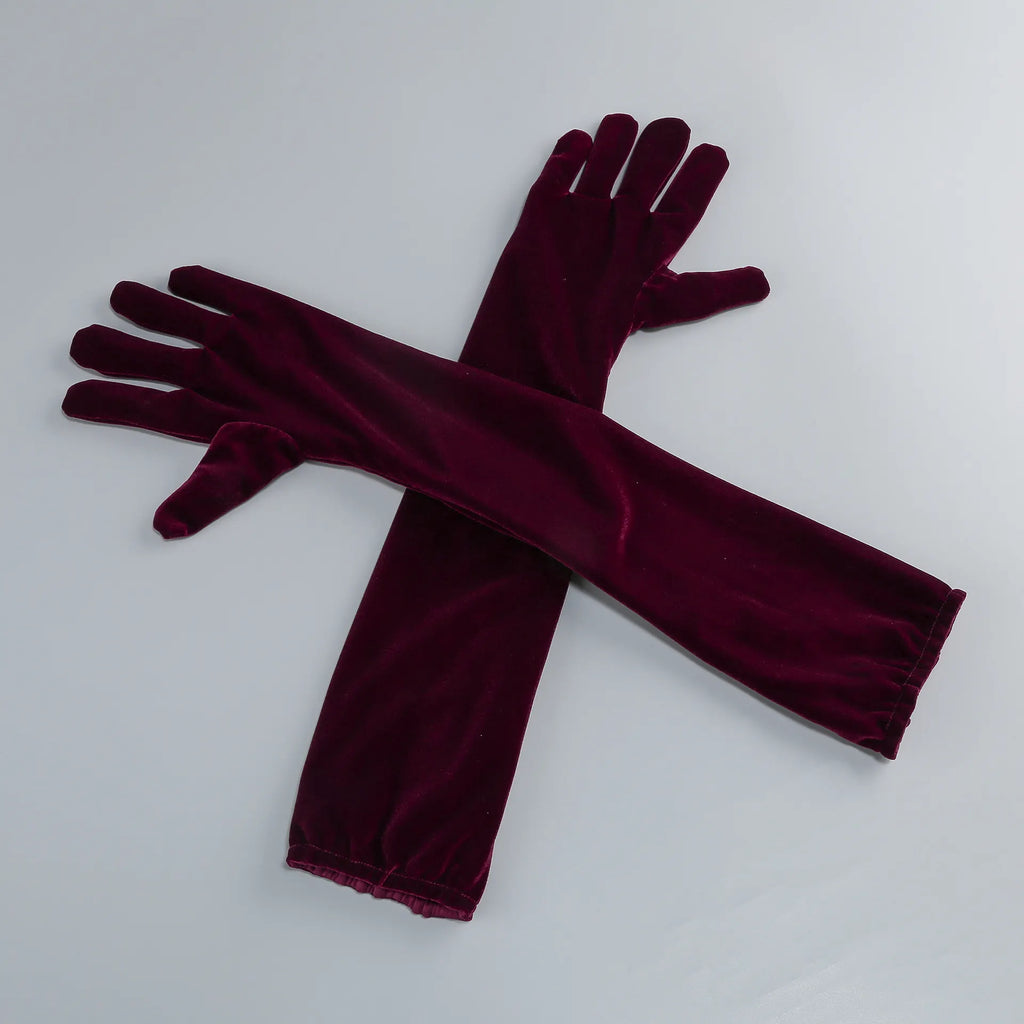 Maston Fuchsia Corset Velvet Maxi Dress With Gloves Flowering Girl