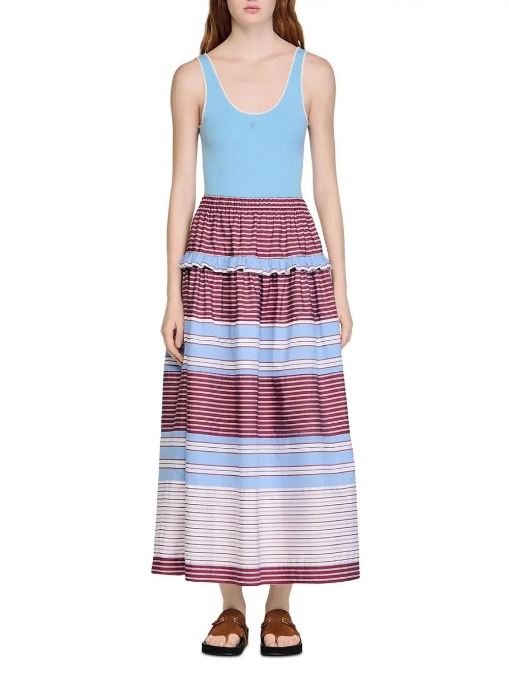 Long Striped Cotton Skirt Flowering Girl