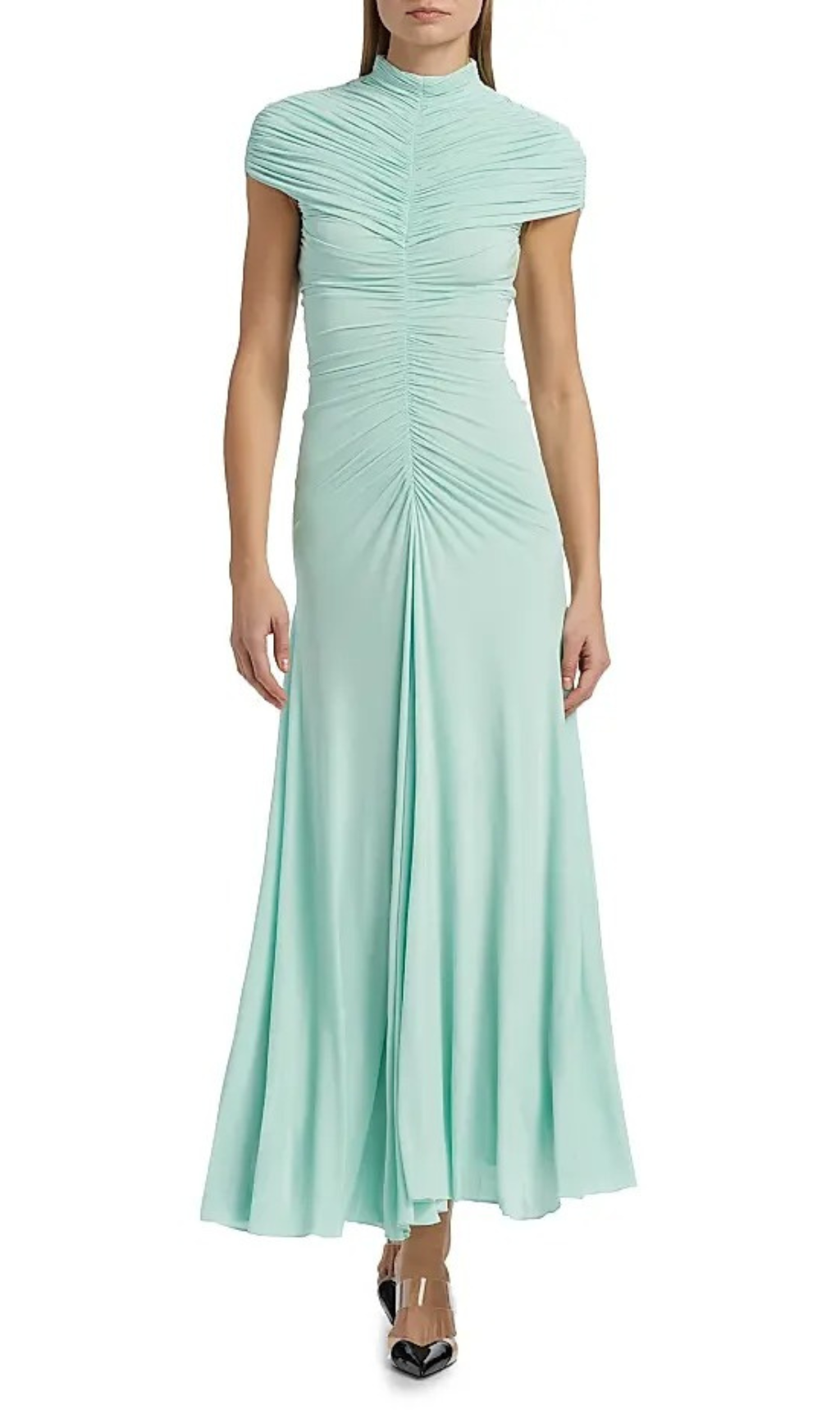 Heinz Green Ruched Maxi Dress Flowering Girl
