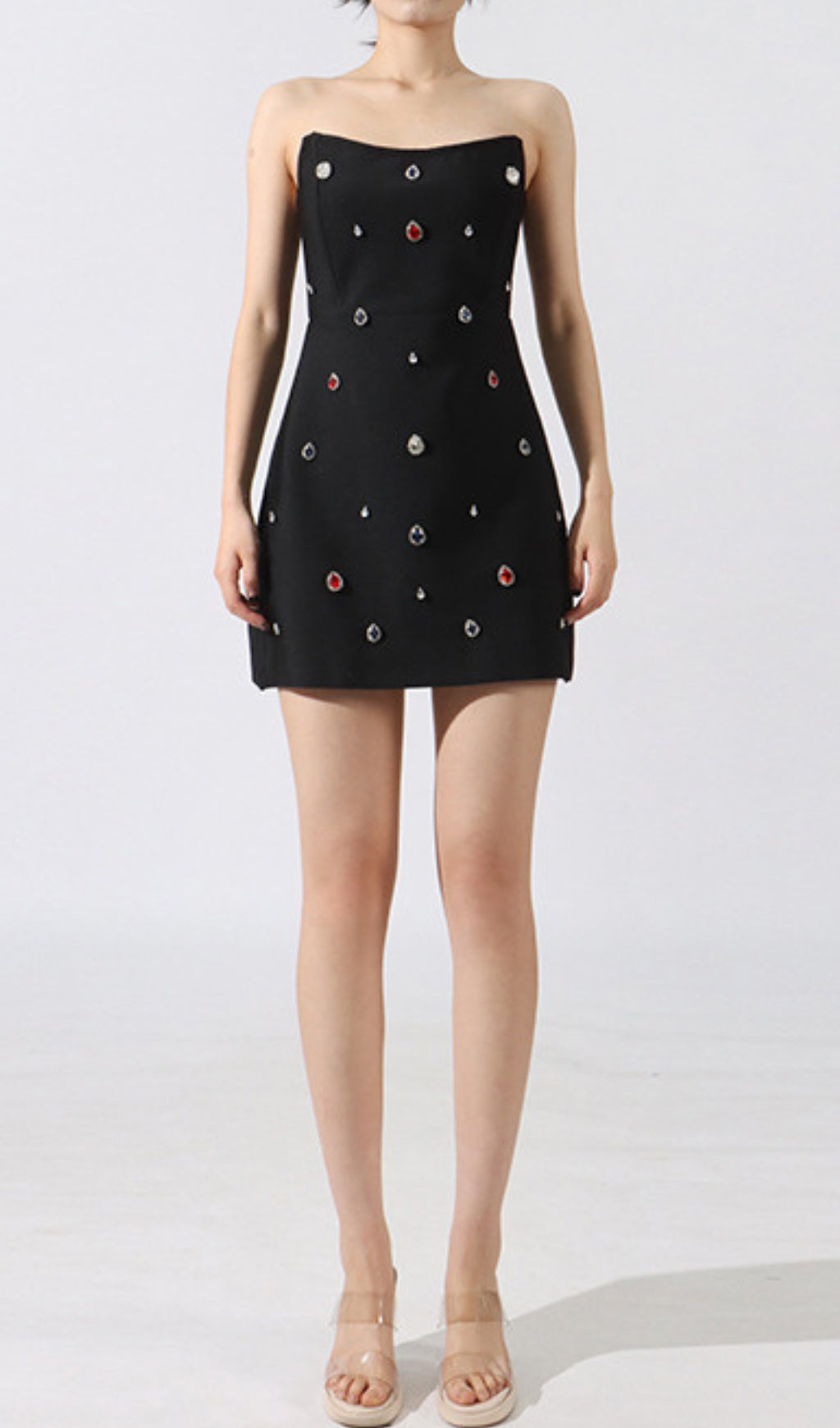 Elvi Black Strapless Diamond Mini Dress Flowering Girl