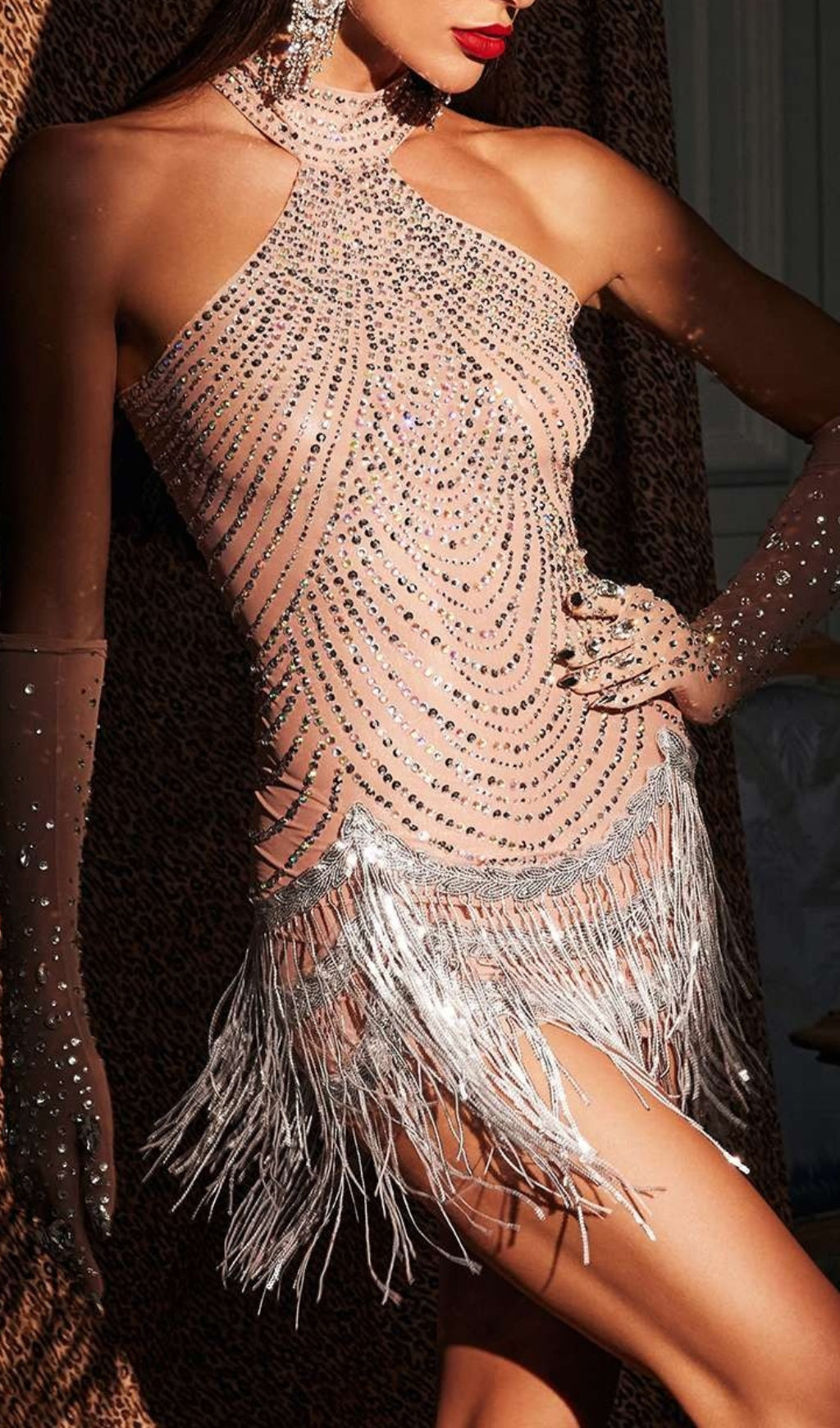 Azana Rhinestone Fringe Mini Dress Flowering Girl