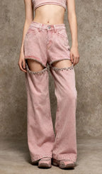 Itala Pink Diamante Jeans Flowering Girl