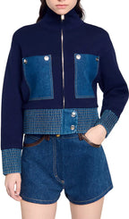 Vancouver Denim Trim Knit Jacket Flowering Girl