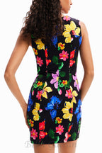 multicolor sleeveless floral mini dress Flowering Girl