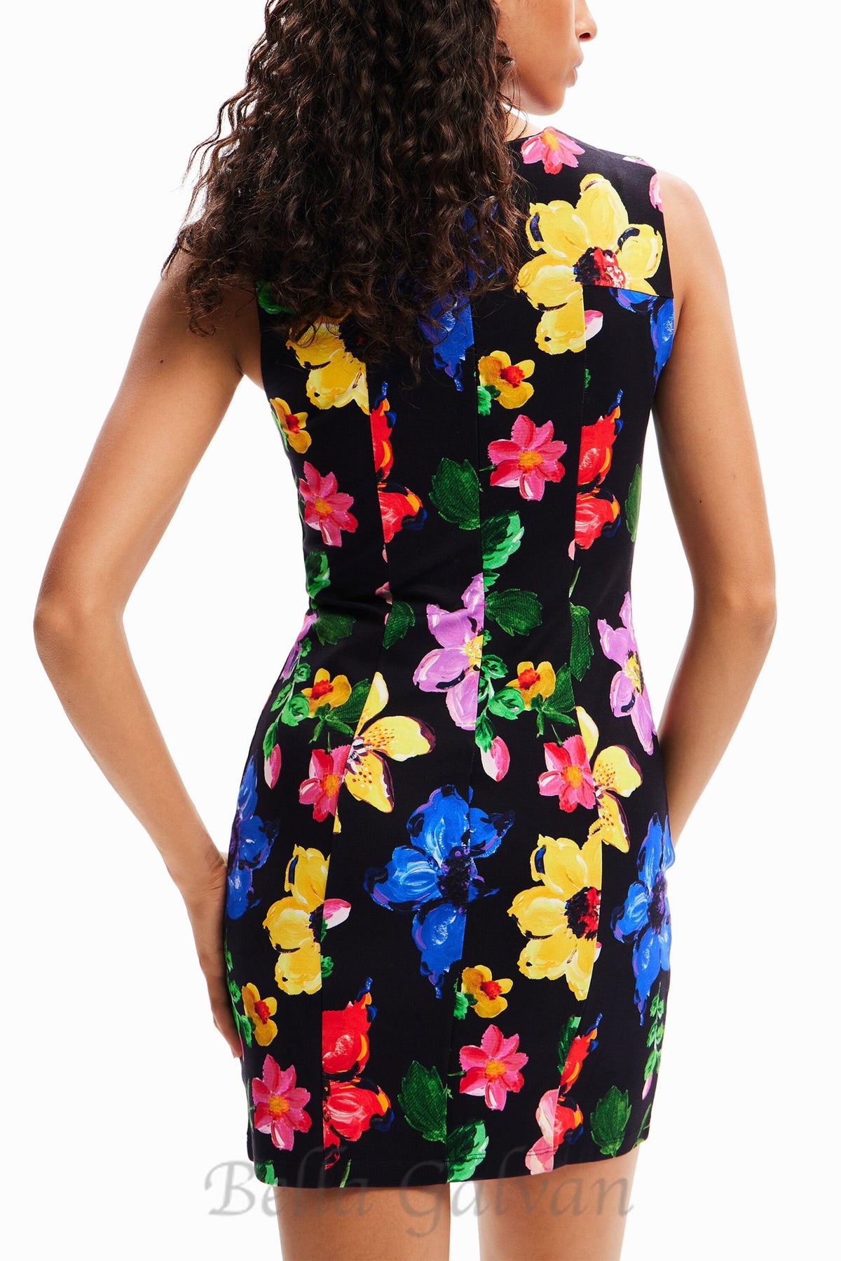 multicolor sleeveless floral mini dress Flowering Girl