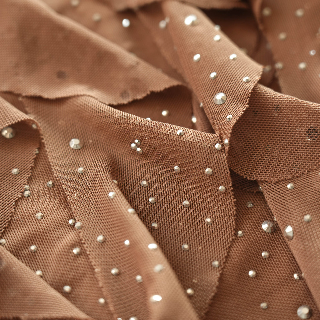 Shimmering Brown Strapless Mini Dress With Rhinestones & Cascading Ruffle Details Flowering Girl