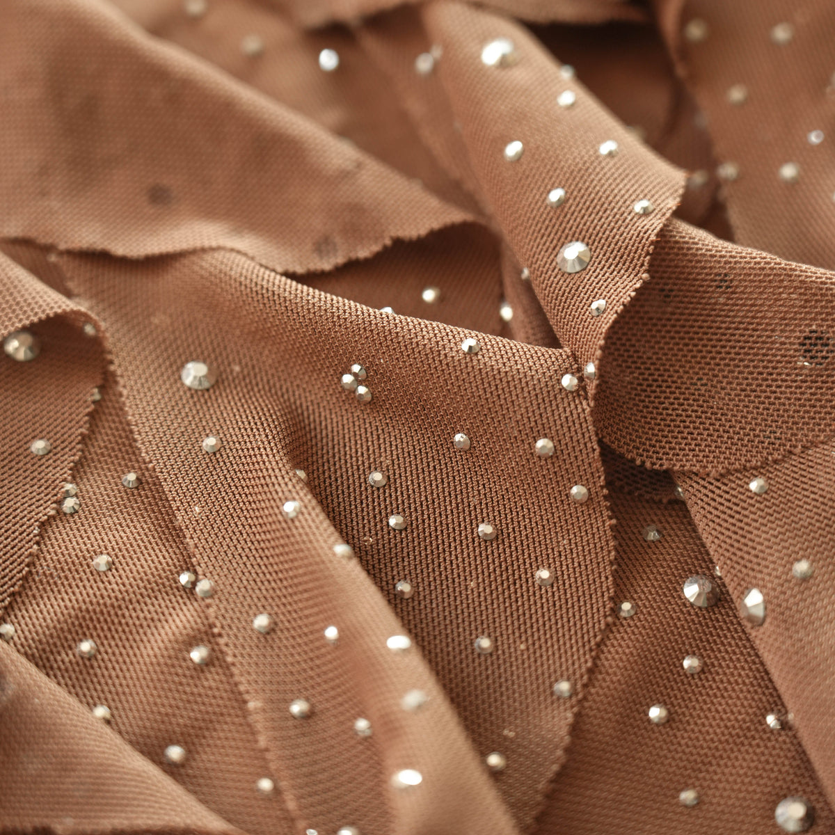 Shimmering Brown Strapless Mini Dress With Rhinestones & Cascading Ruffle Details Flowering Girl