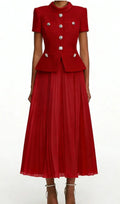 Keili Red Pleated Two-Piece Set Flowering Girl