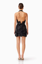 Cherry Blossom Mini Dress In Black Flowering Girl