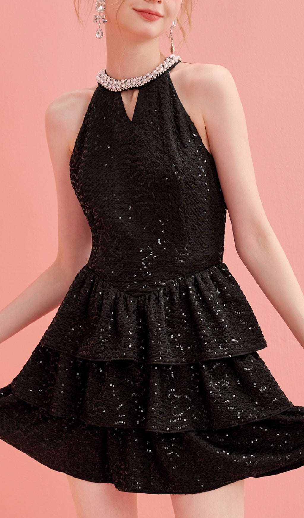 Asteria Sequin Ruffle Mini Dress Flowering Girl