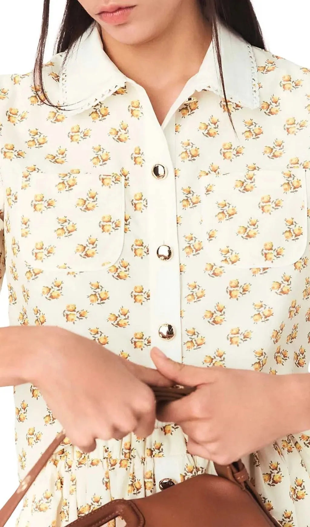 Printed Croquet Trim Shirt Flowering Girl