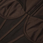 Mars Brown Corset Mesh Midi Dress Flowering Girl