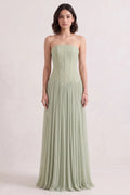 Sage Green Chiffon A-Line Floor-Length Gown Flowering Girl