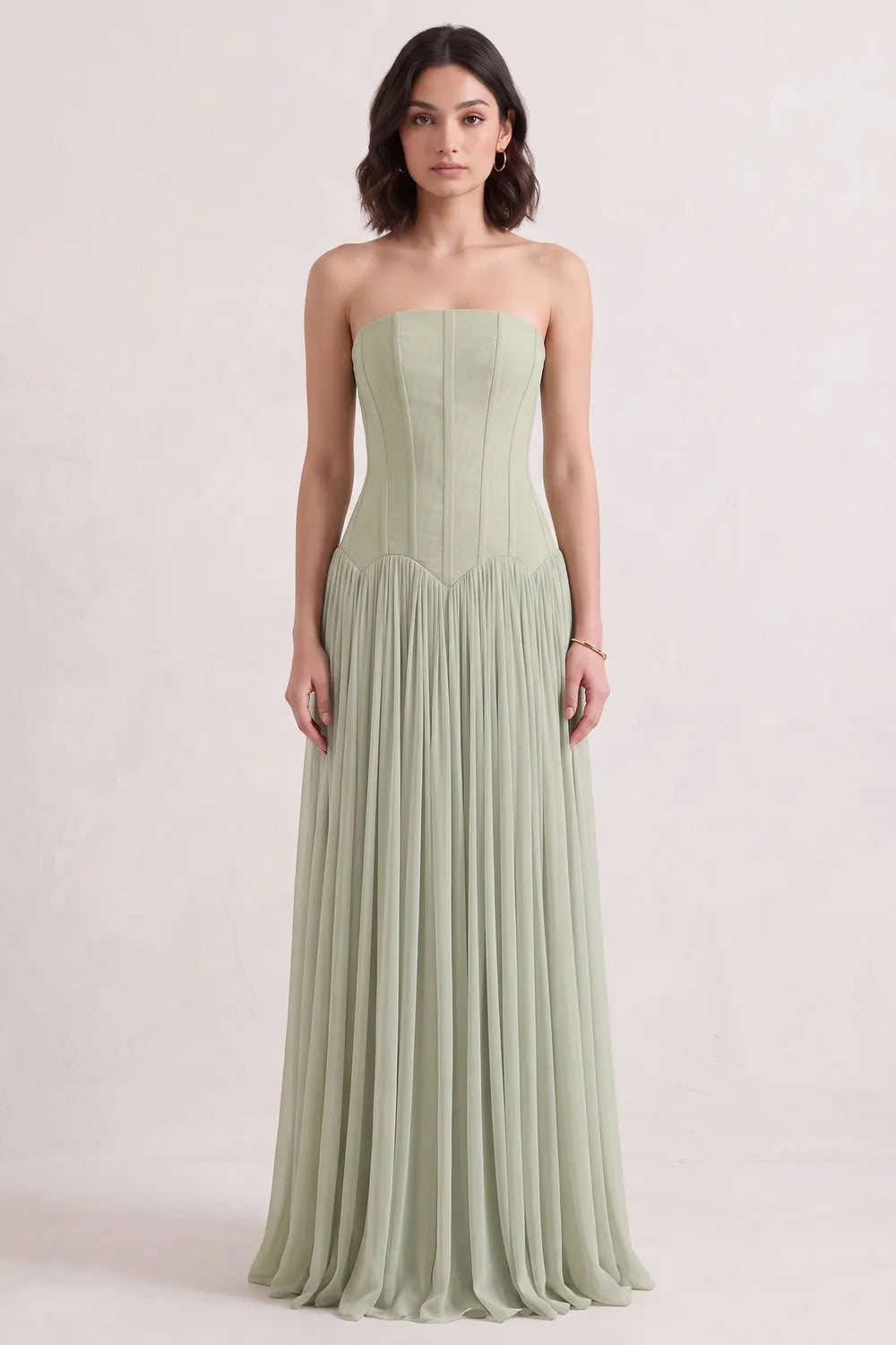 Sage Green Chiffon A-Line Floor-Length Gown Flowering Girl