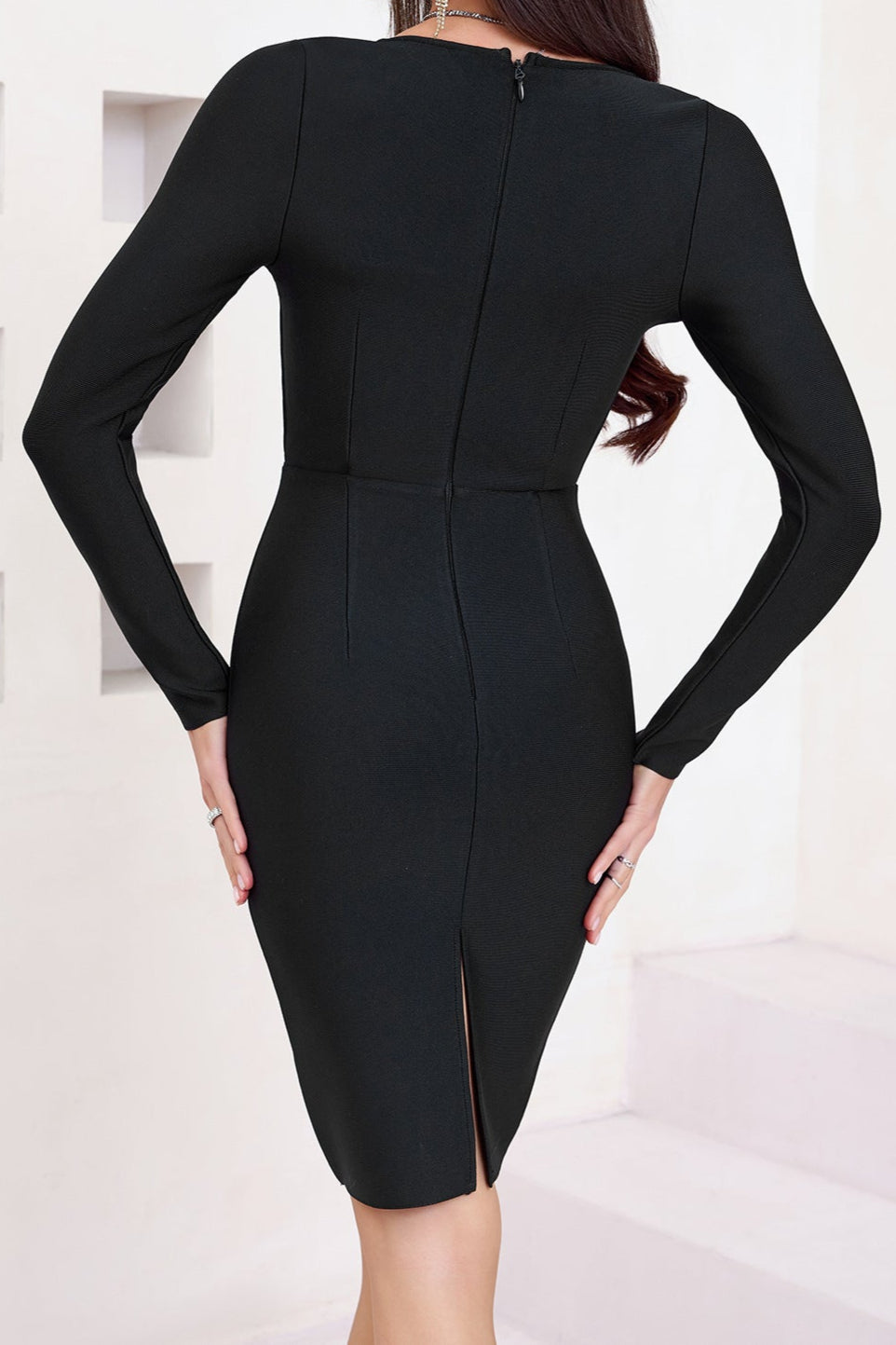 Alexandra Bodycon Bandage Mini Dress In Black Flowering Girl