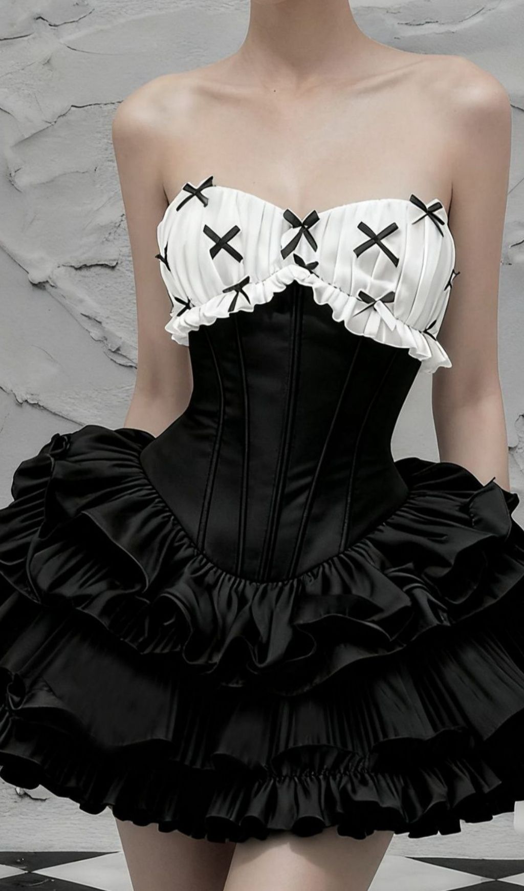 Irca Black Strapless Corset Mini Dress Flowering Girl