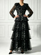 Margo Black Leopard Long Sleeve Maxi Dress Flowering Girl