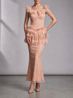Ruffle Lace Maxi Dress Set Flowering Girl