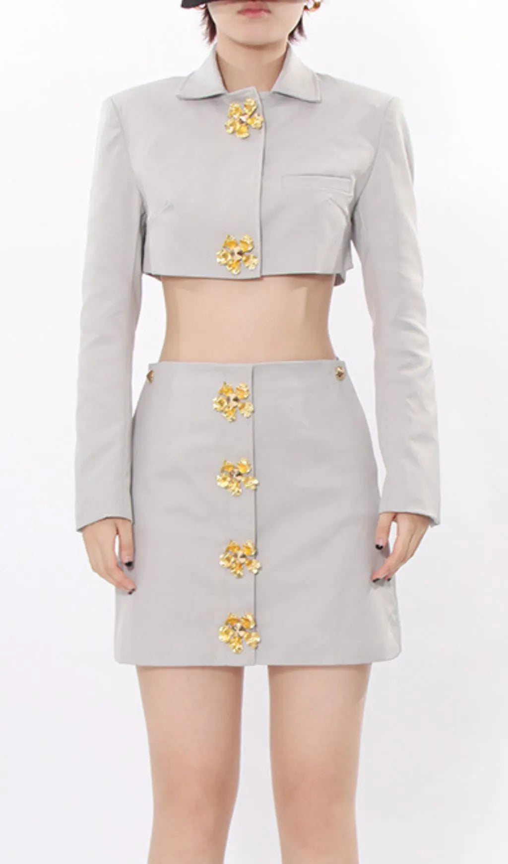 Idriya Grey Two-Piece Set Flowering Girl