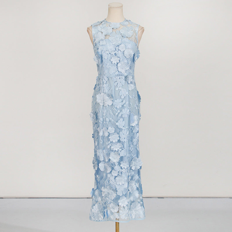 Cessair Sleeveless Flower Embroidery Midi Dress Flowering Girl