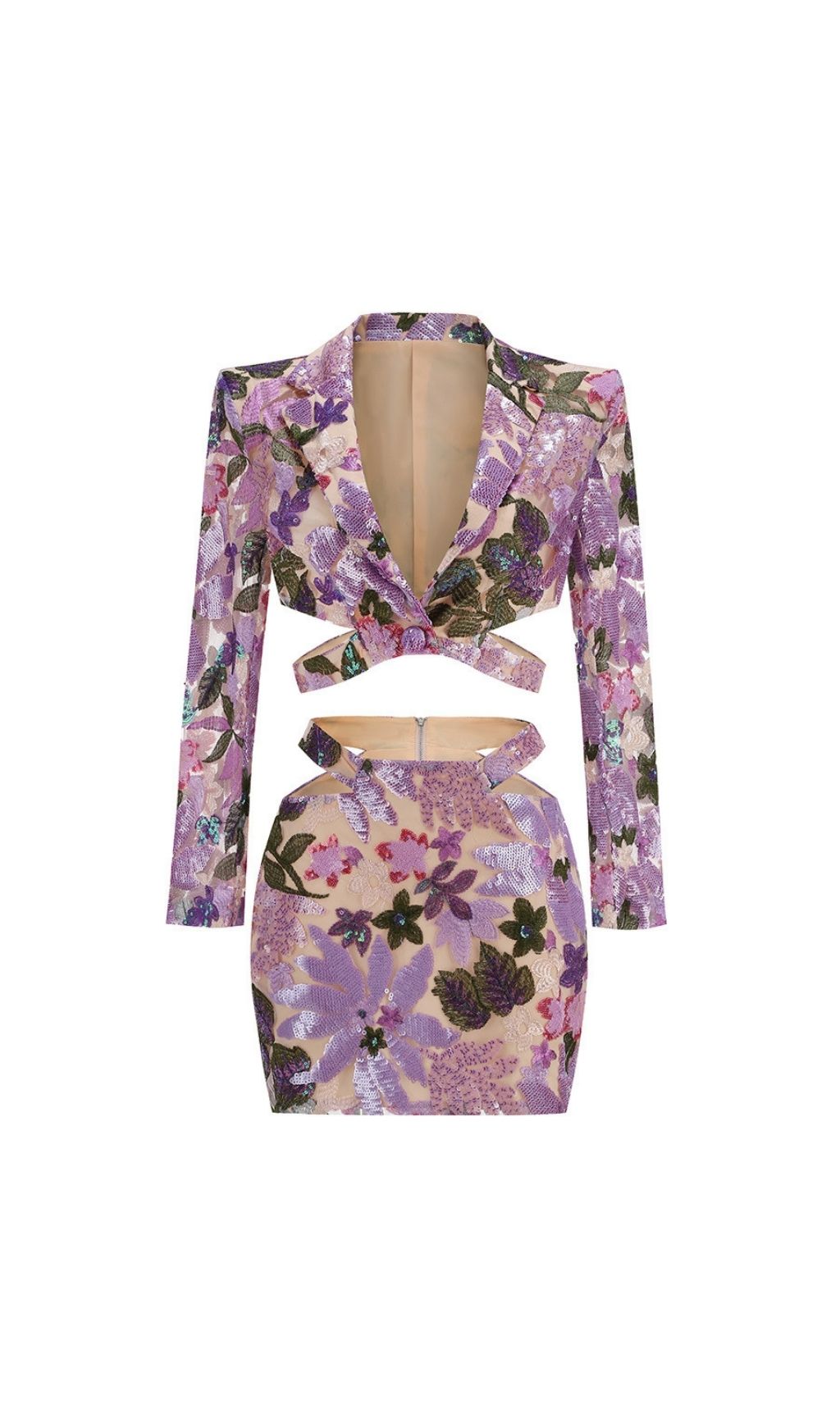 Kendra Purple Flower Sequin Two-Piece Set Flowering Girl