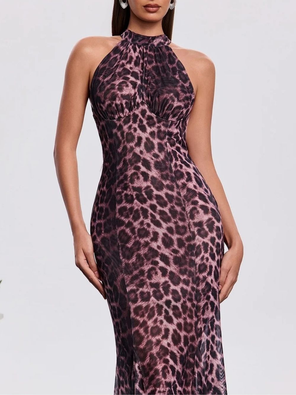 Sorexan Halterneck Leopard Maxi Dress Flowering Girl