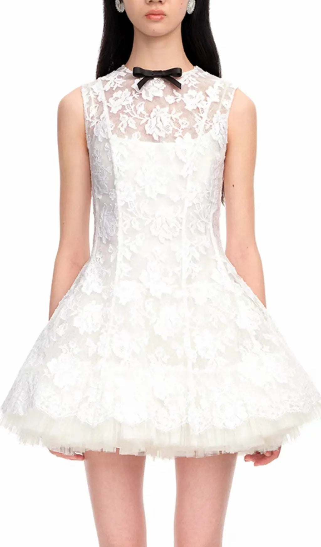 Alaiya White Lace Sleeveless Mini Dress Flowering Girl