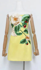 Gauri Strapless 3D Flower Mini Dress Flowering Girl