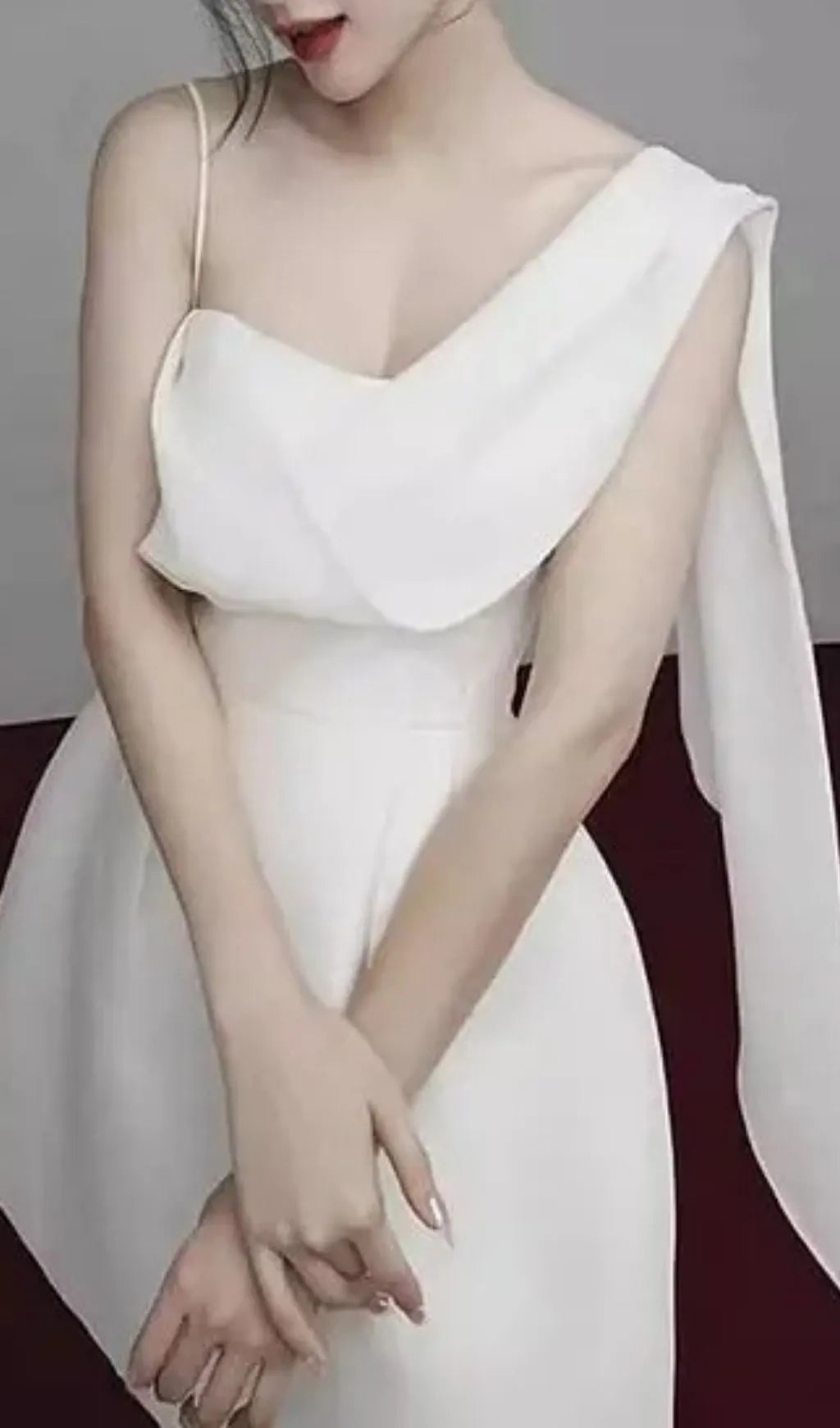 White Asymmetrical One-Shoulder Mini Dress Flowering Girl
