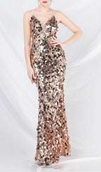 Chole Champagne Strappy Sequin Maxi Dress Flowering Girl