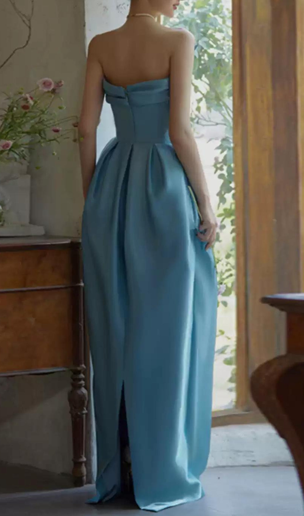 Bode Blue Strapless Bud Maxi Dress Flowering Girl