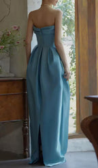 Bode Blue Strapless Bud Maxi Dress Flowering Girl