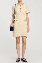 Simona Hollow Knit Mini Dress In Apricot Flowering Girl