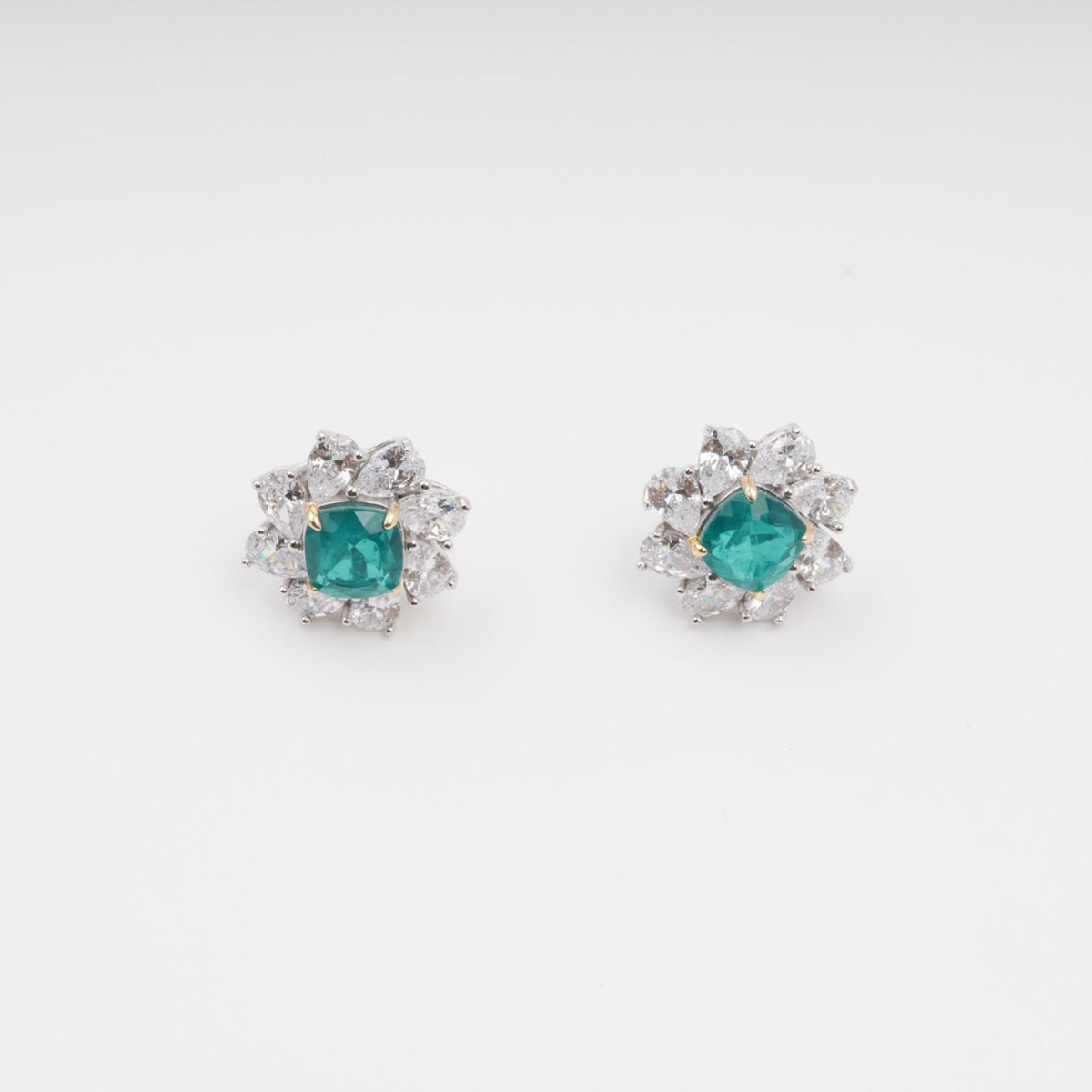 Erica Green Flower Shaped Gemstone Sterling Silver Earrings Flowering Girl