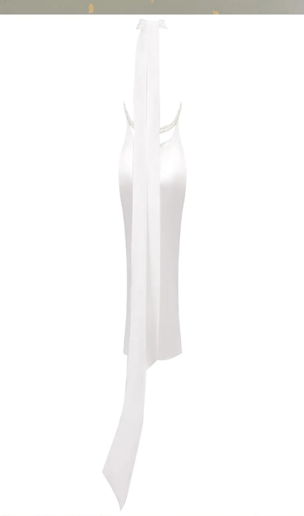 Birger White Halter Pearl Backless Maxi Dress