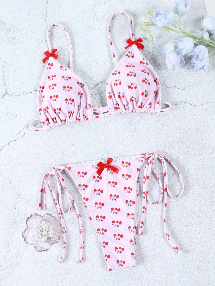 Jayne Cherry Print Bikini Set Flowering Girl