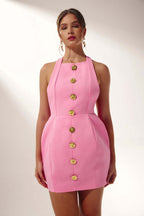 rita Halter Backless Mini Dress in pink Flowering Girl