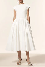 Lillian White Sleeveless Folds Midi Dress Flowering Girl