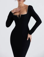 Black Crystal Embellished Maxi Dress Flowering Girl