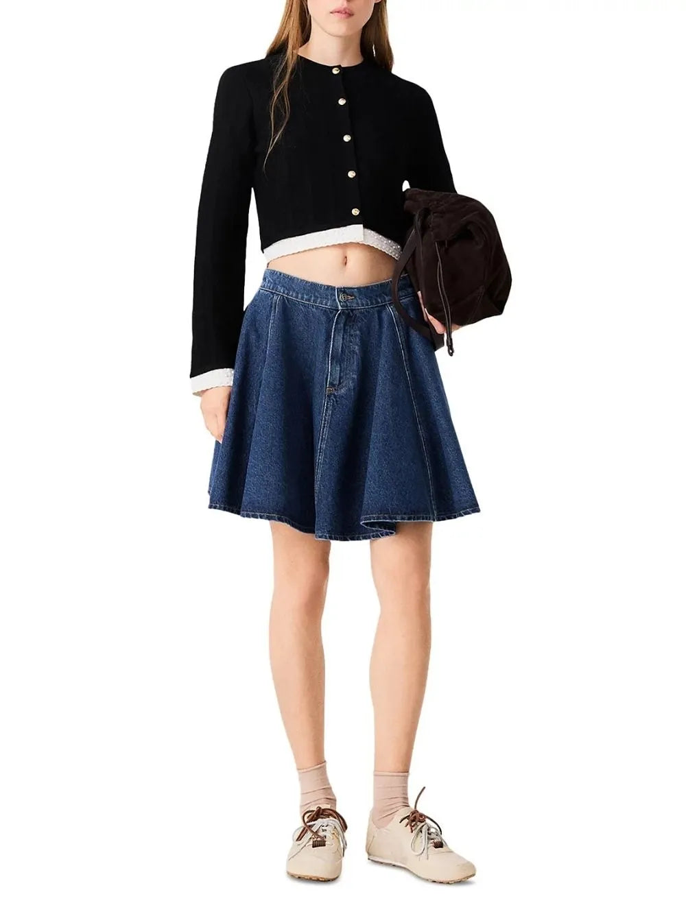 Contrast Trim Long Sleeve Cardigan Flowering Girl