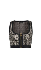 MONOGRAM-PATTERN CROPPED TOP Flowering Girl