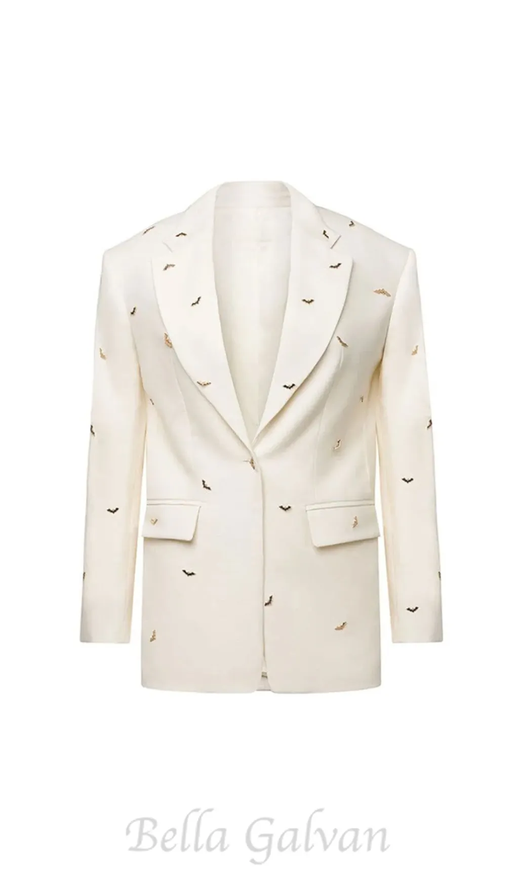 bat-shape embellished blazer in white Flowering Girl