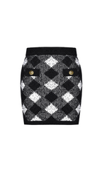 Gingham Tweed Mini Skirt Flowering Girl